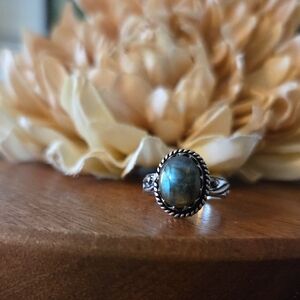 Labradorite 925 Sterling Silver Overlay Ring Size 6¼ NEW